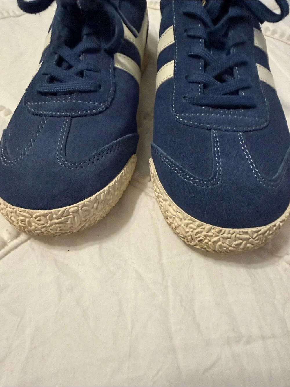Gola Harrier Navy Blue Suede Sneakers with White Side Stripes - Picture 3 of 7